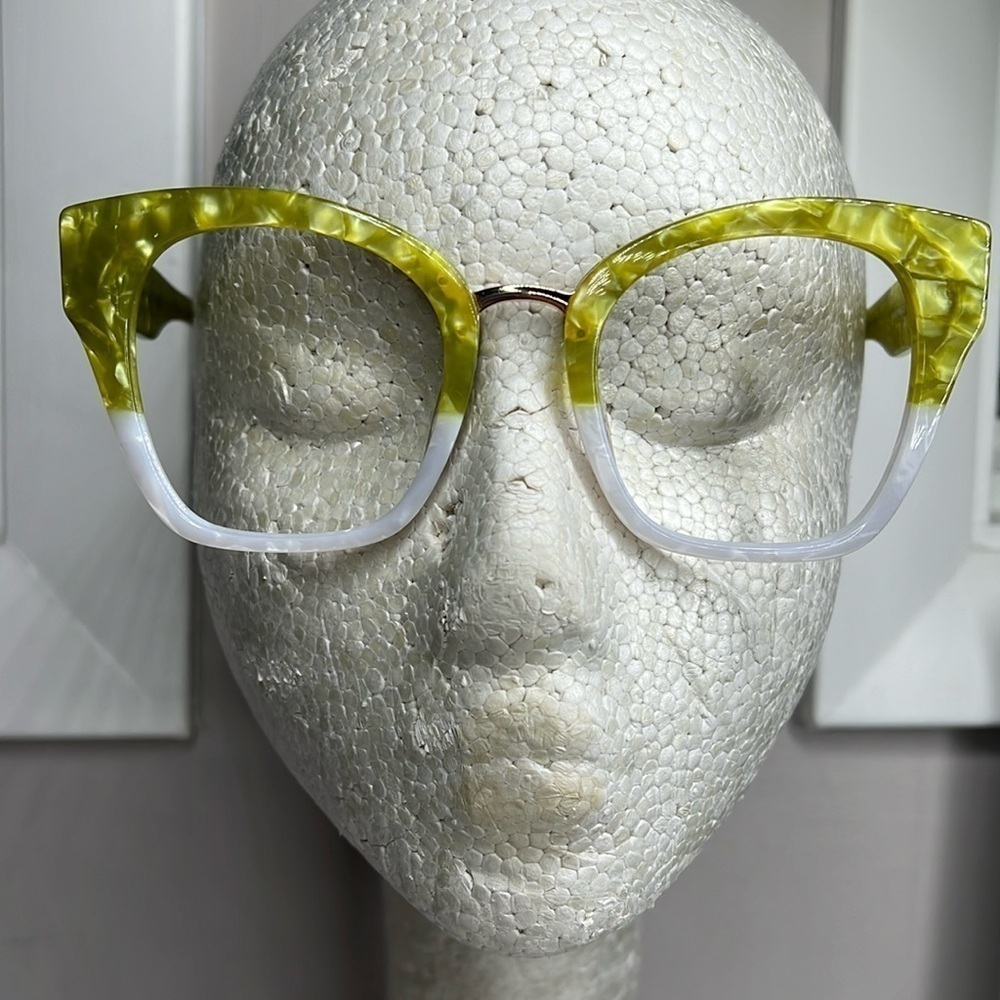 Zeelool Two Tone Green and White Large Ophthalmic Frame.